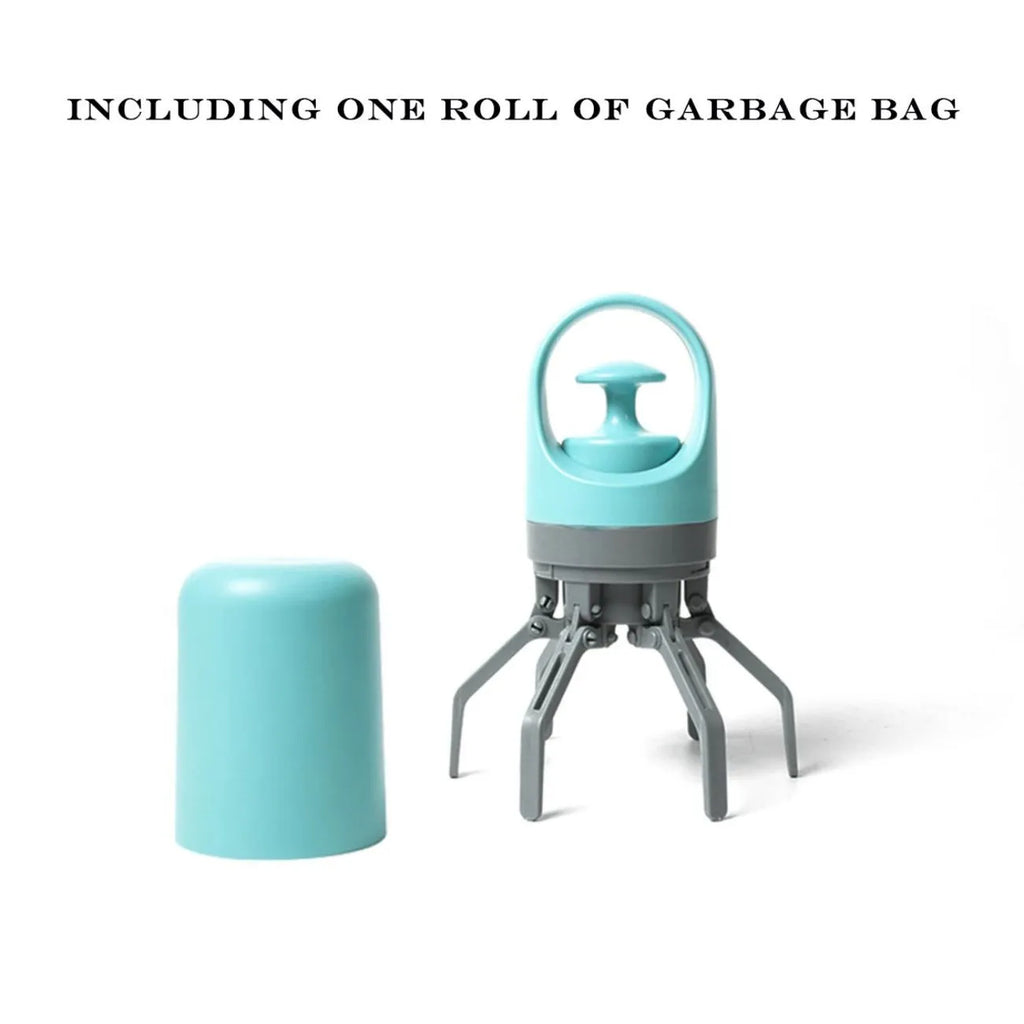 Blue and orange ABS plastic pet pooper scooper with claw and bag dispenser.