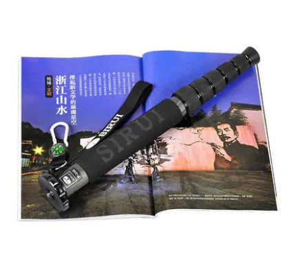 Black carbon fibre camera monopod fully extended with six telescoping sections