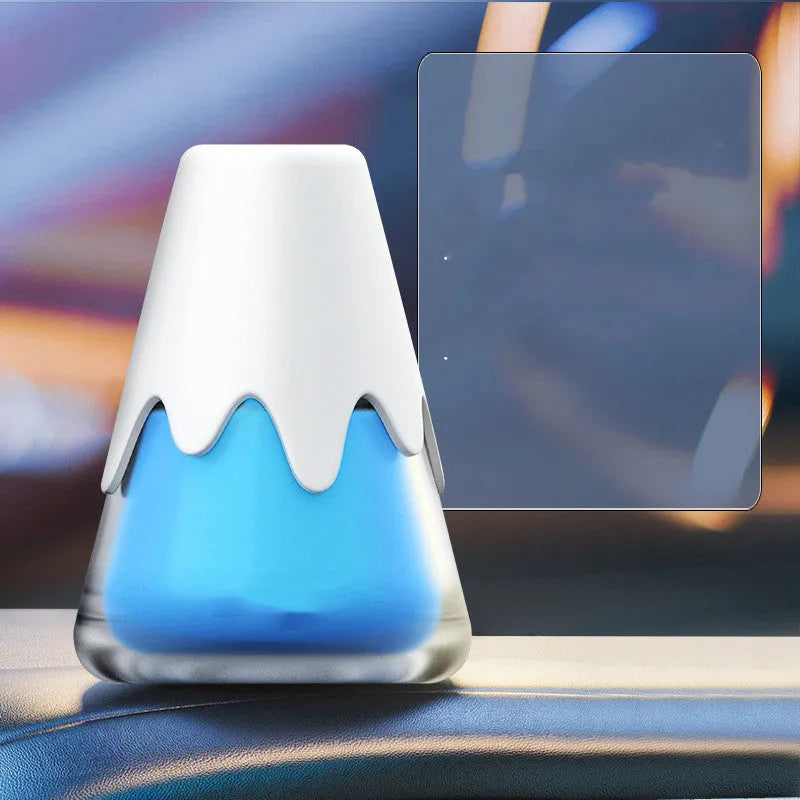Glass jar Snow Mountain Cup car aromatherapy air freshener on a ceramic base
