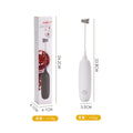 Hand-held electric milk frother in black and white colour options