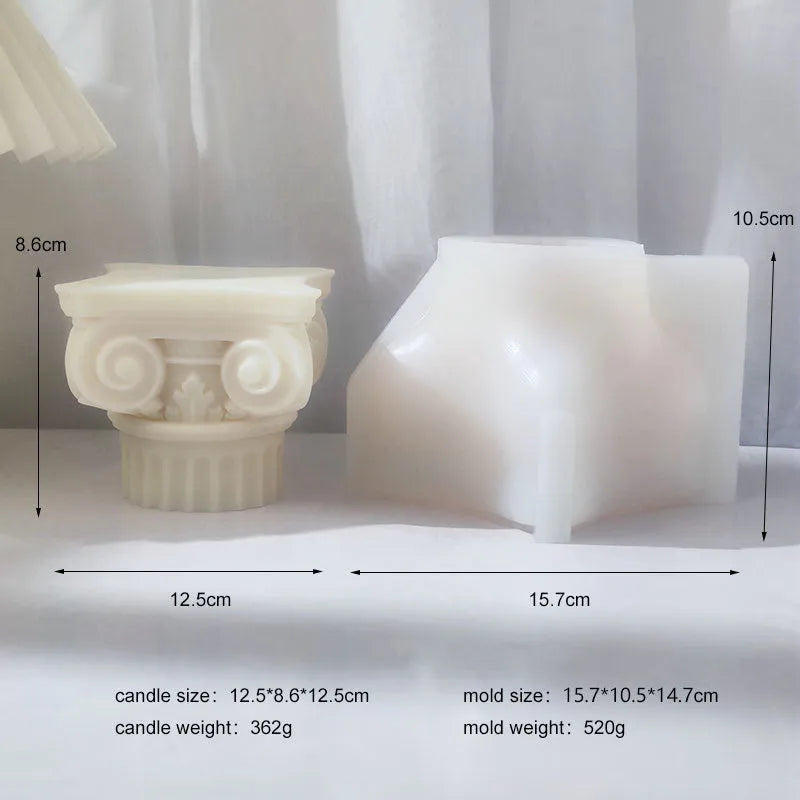 Silicone Roman pillar candle mould with irregular column design for multi-material crafting