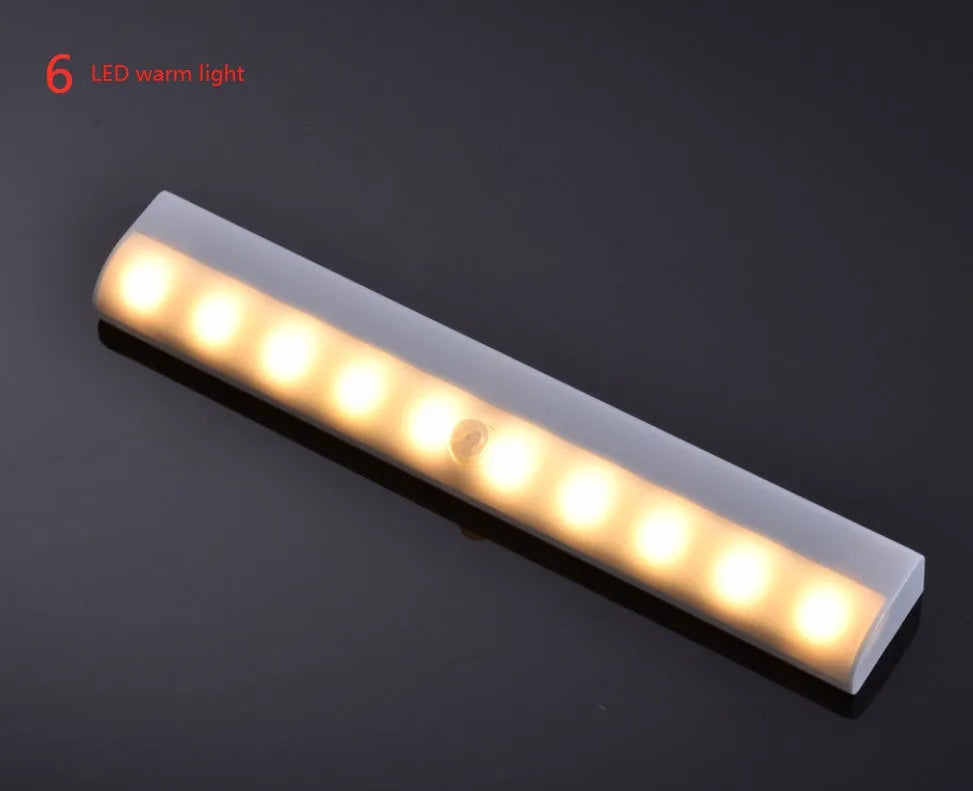 USB rechargeable LED closet light with motion sensor and magnetic strip mount.