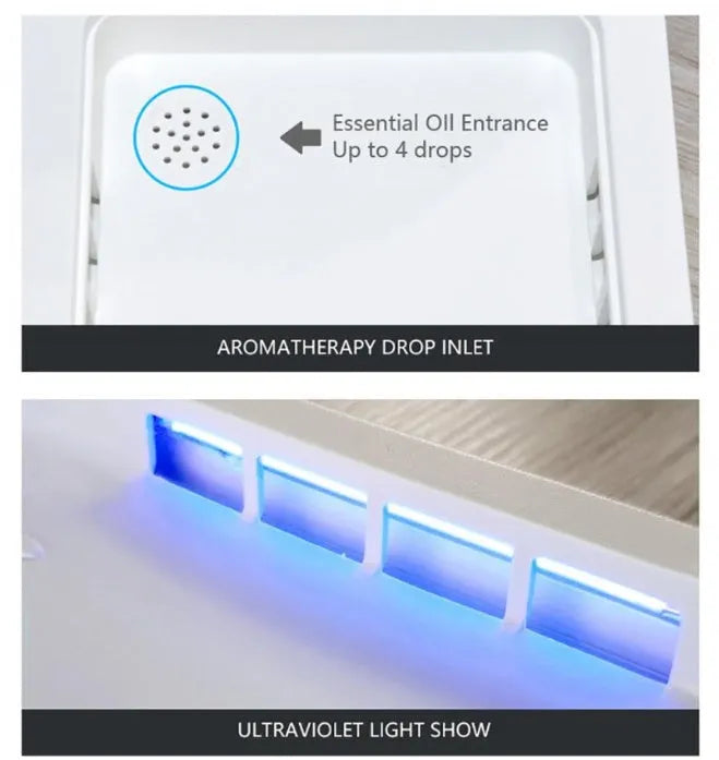 Portable UV phone steriliser box with purple LED light indicator showing disinfection cycle