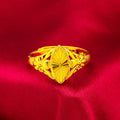 Girls' alluvial gold geometric ring with open diamond flower pattern and textured brass construction