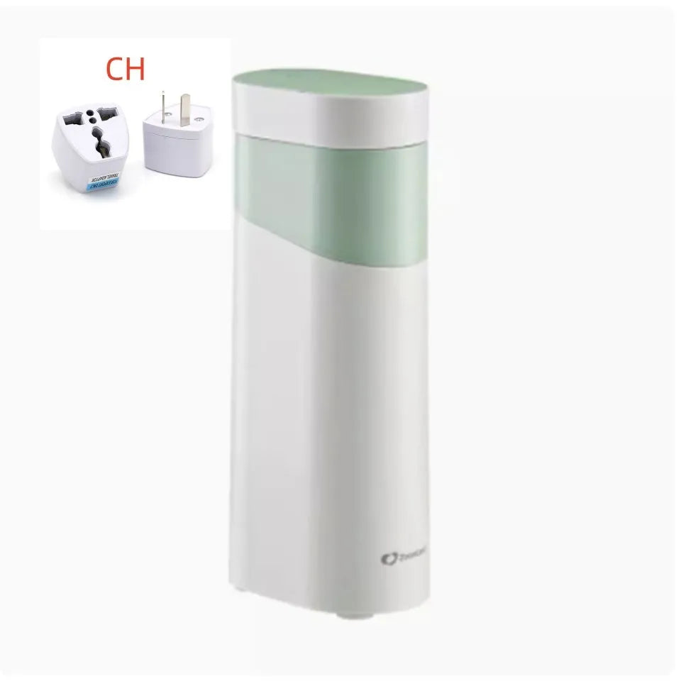 Small black or green desktop instant water dispenser with digital display and nano heating film.