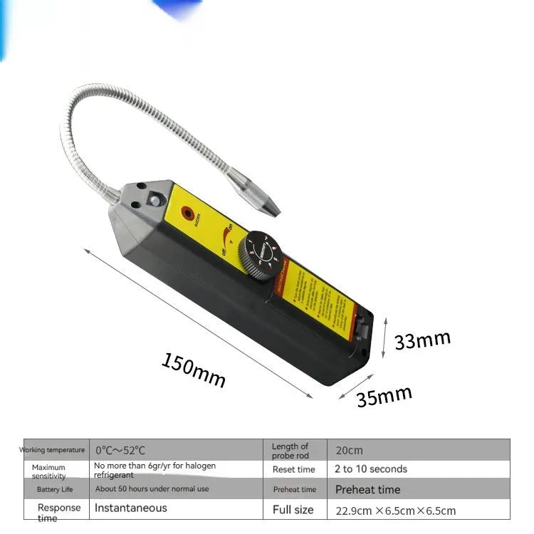 WJL-6000 halogen electronic leak detector with 20cm probe on a workbench.