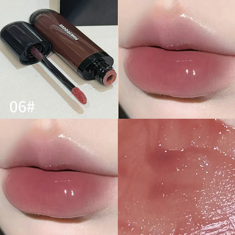 Black Citrus Mirror Lip Lacquer in six shades including tomato, orange brown and rose
