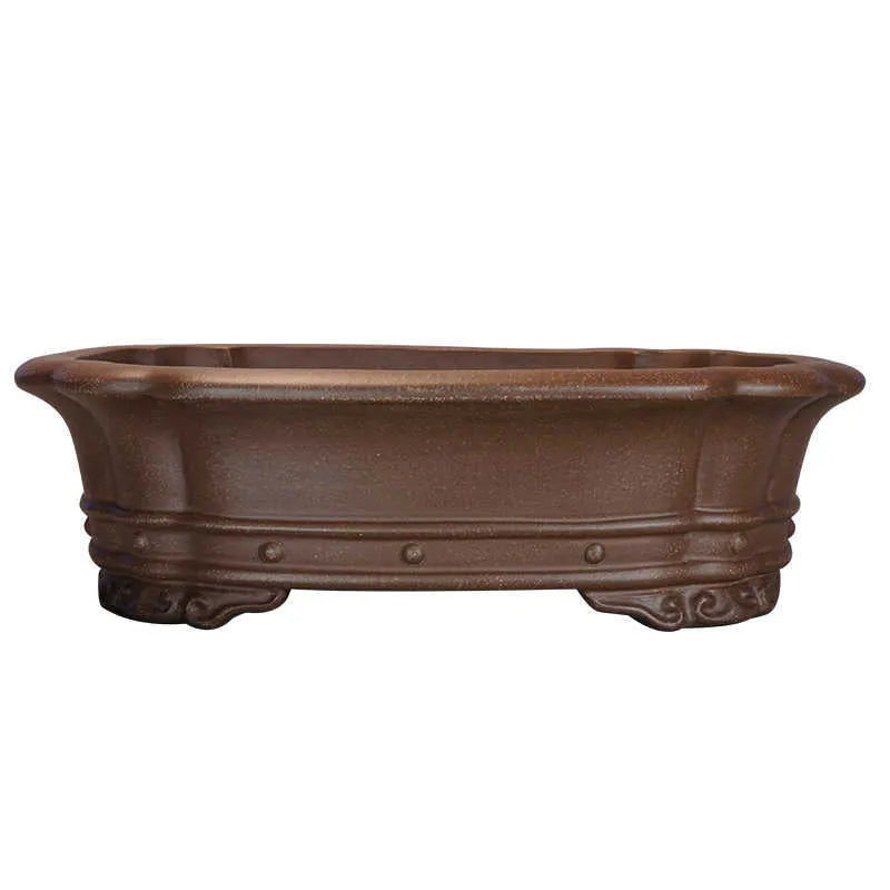 Purple sand rectangular begonia flower pot with plain antique design for desktop plants