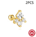S925 sterling silver flower-shaped stud earrings with gravel texture in a gold electroplated finish.