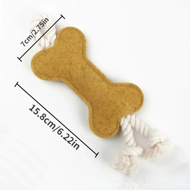 Bone shaped dog chew toy with rope knot construction in blue colour on white background