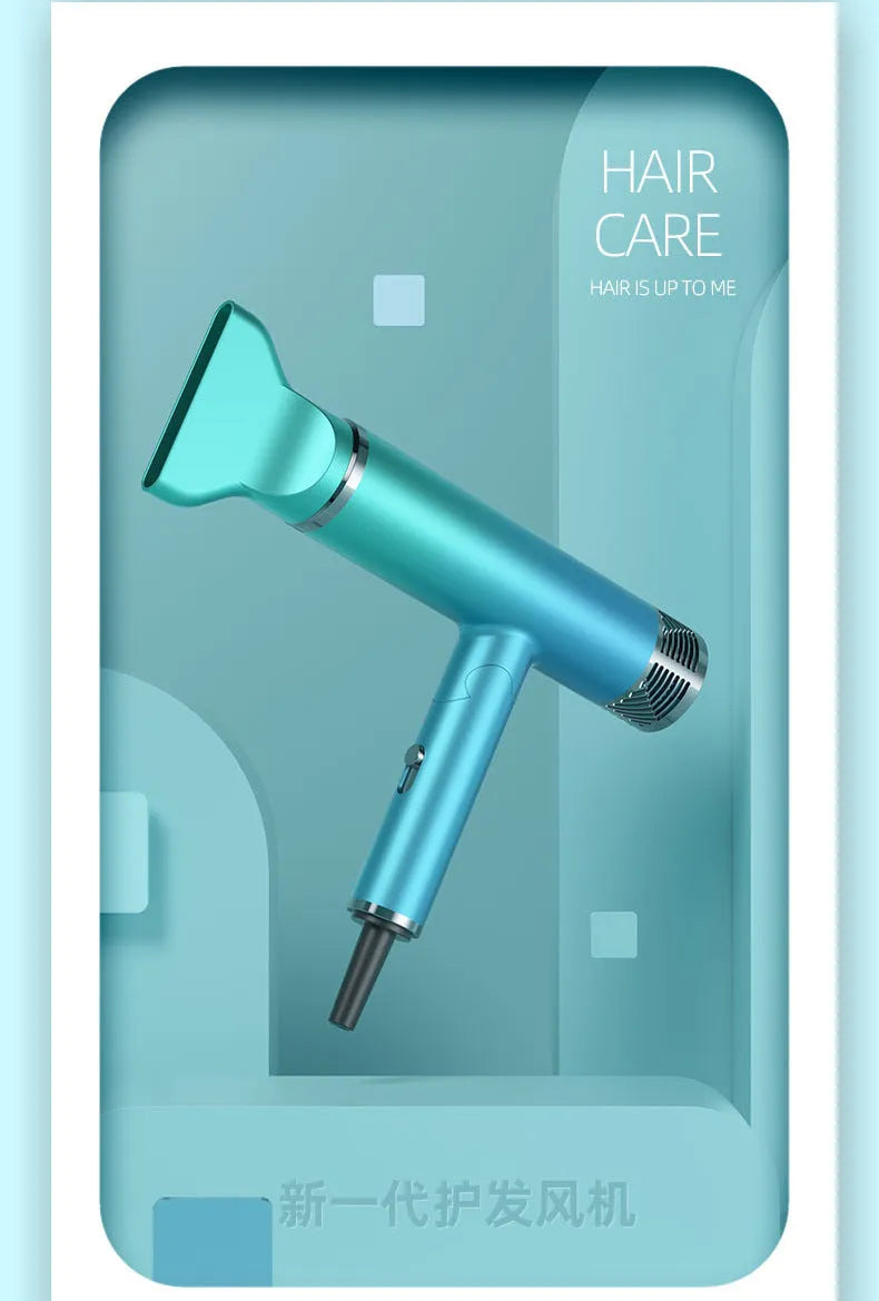 Green and purple foldable hair dryer with compact travel design