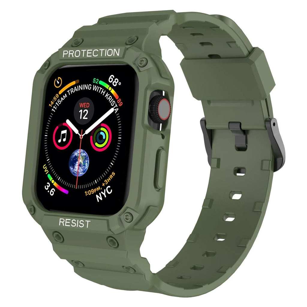 Soft TPU replacement watch strap for Apple Watch in multiple colours showing 38mm and 42mm size options