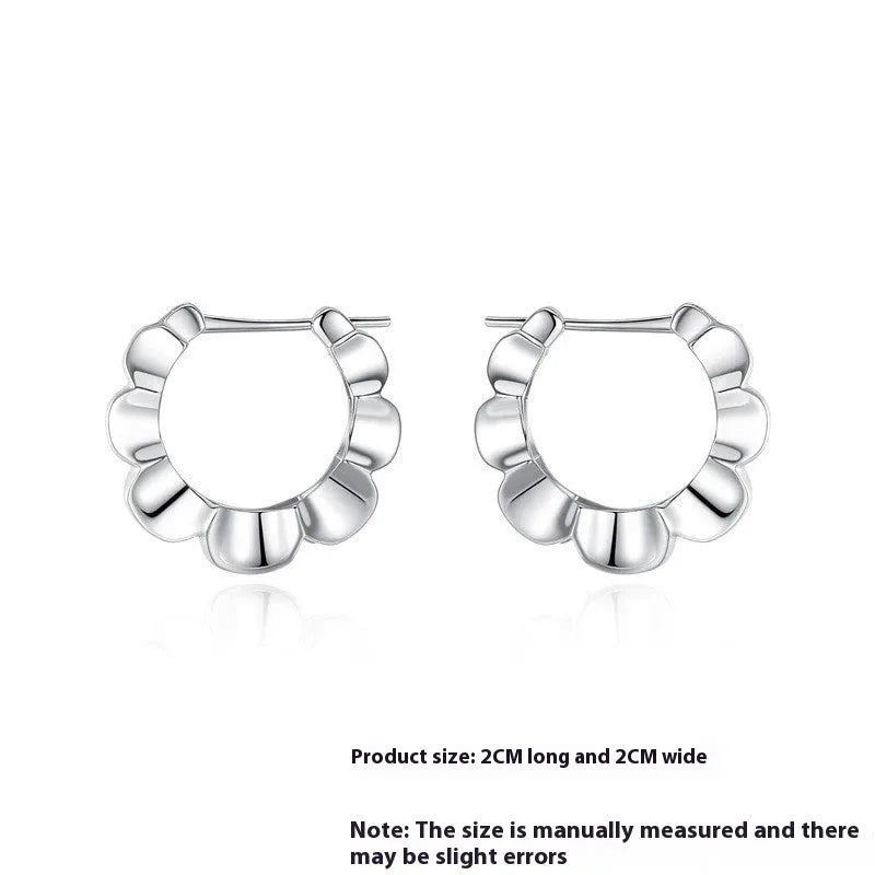 Sterling silver retro geometric drop earrings with round shape and electroplated finish
