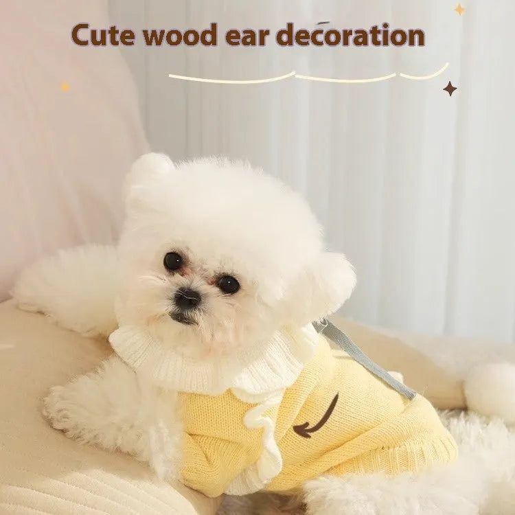 Yellow XINGX design puppy sweater and fairy dress style dog jumper for autumn wear