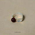 Small round spoon stewed pork design ring and bracelet set with electroplated silver finish