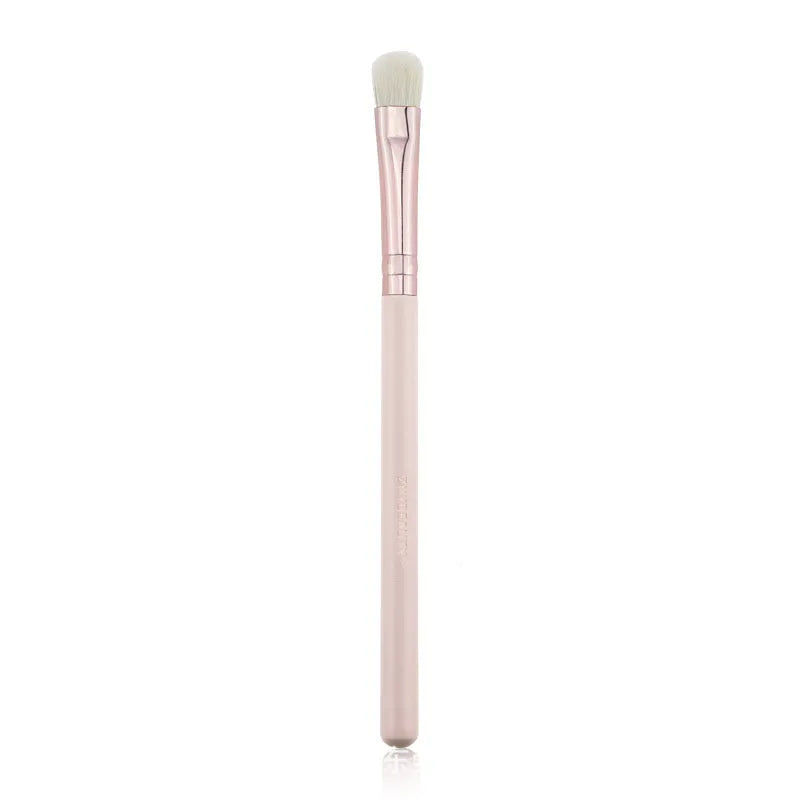 26-piece pink makeup brush set with wooden handles in portable PU case