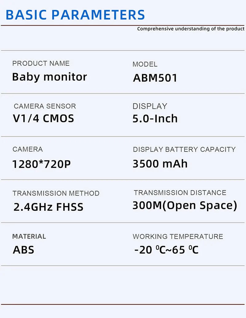 White baby monitor with 5-inch HD screen showing baby monitoring display