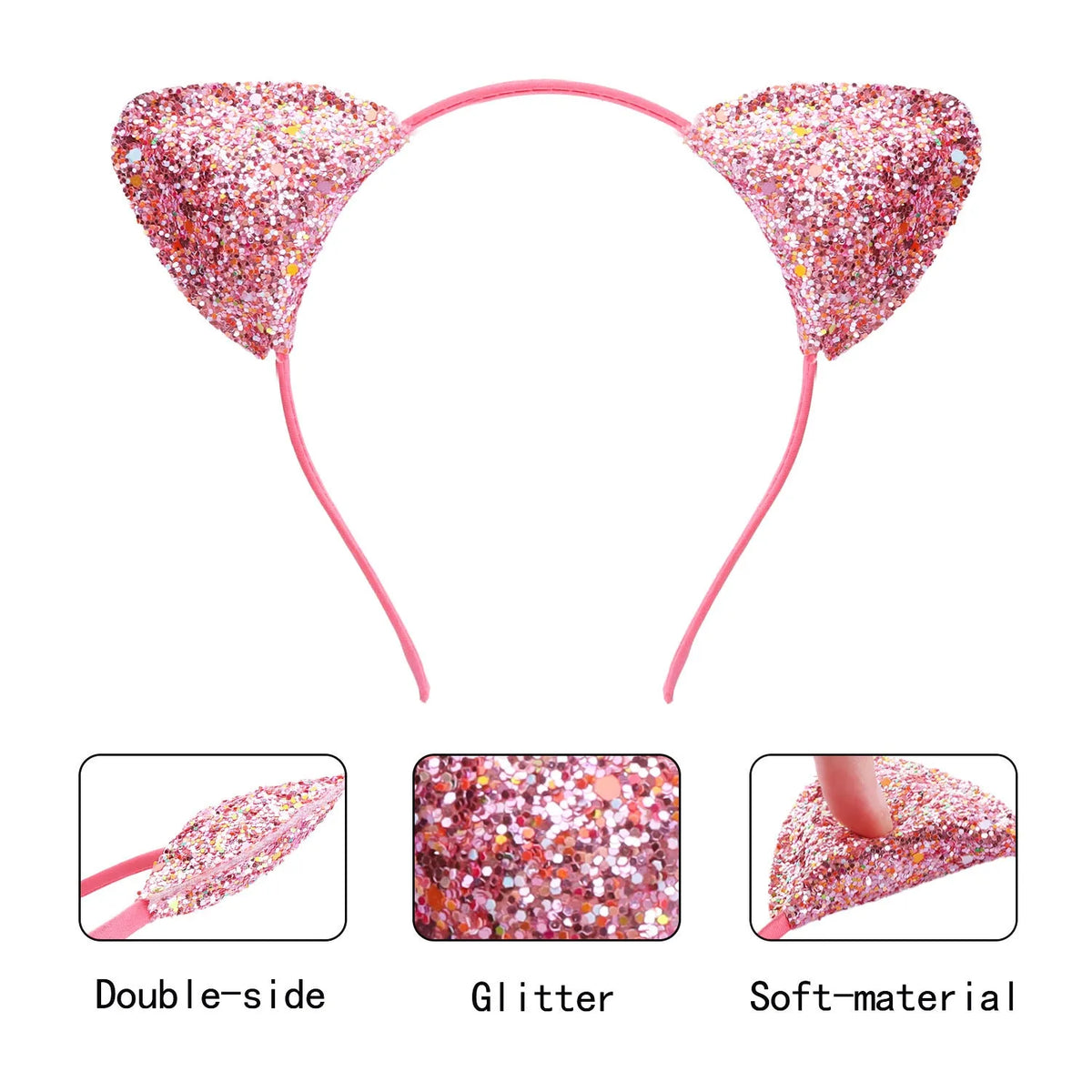 Cat ear cloth headband hair pin for women in gradient, rainbow, and leopard print colour options