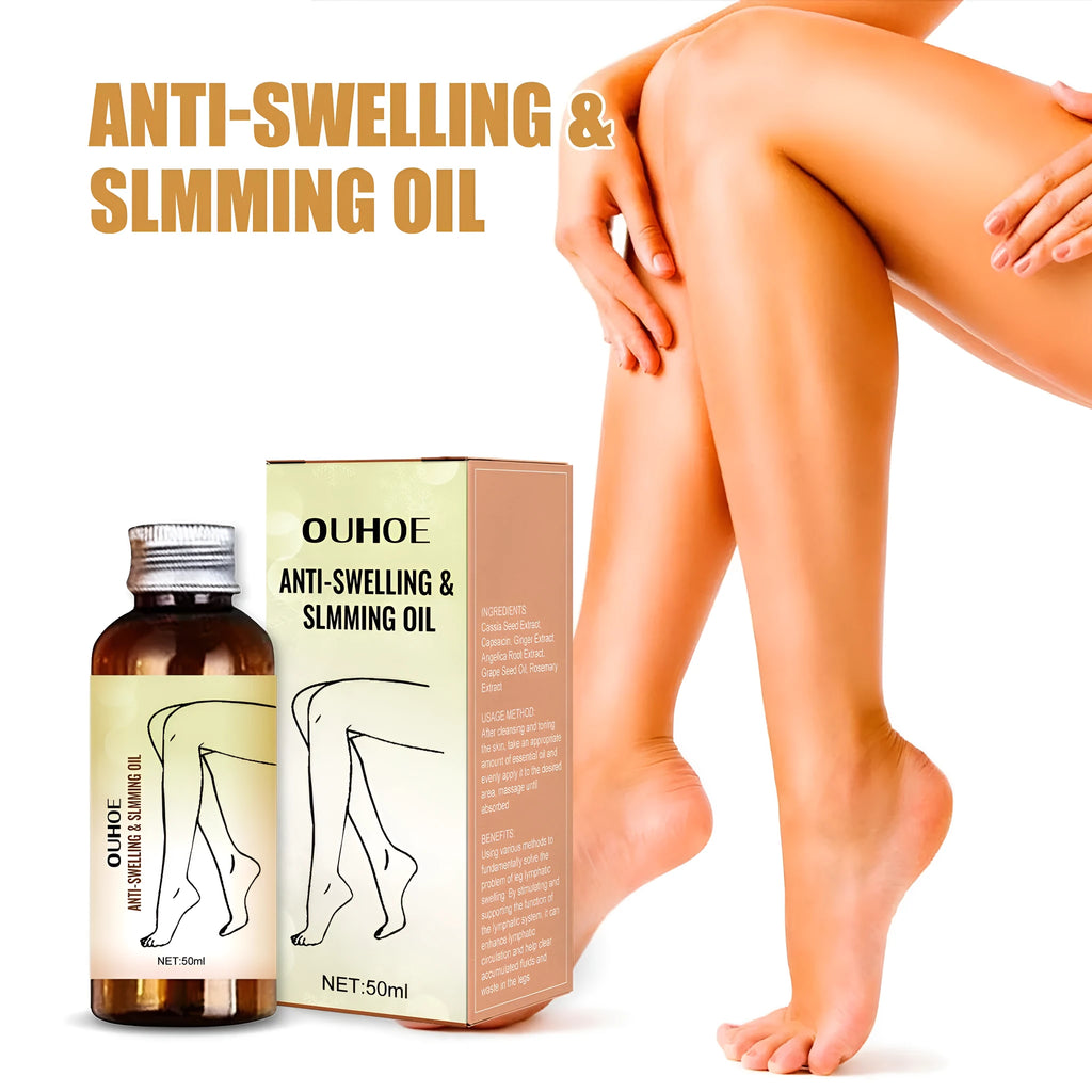 50ml bottle of essential oil for body moisturising and leg massage with natural extracts