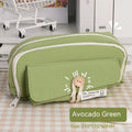 Korean style canvas pencil case in green colour with large capacity for approximately 80 pens