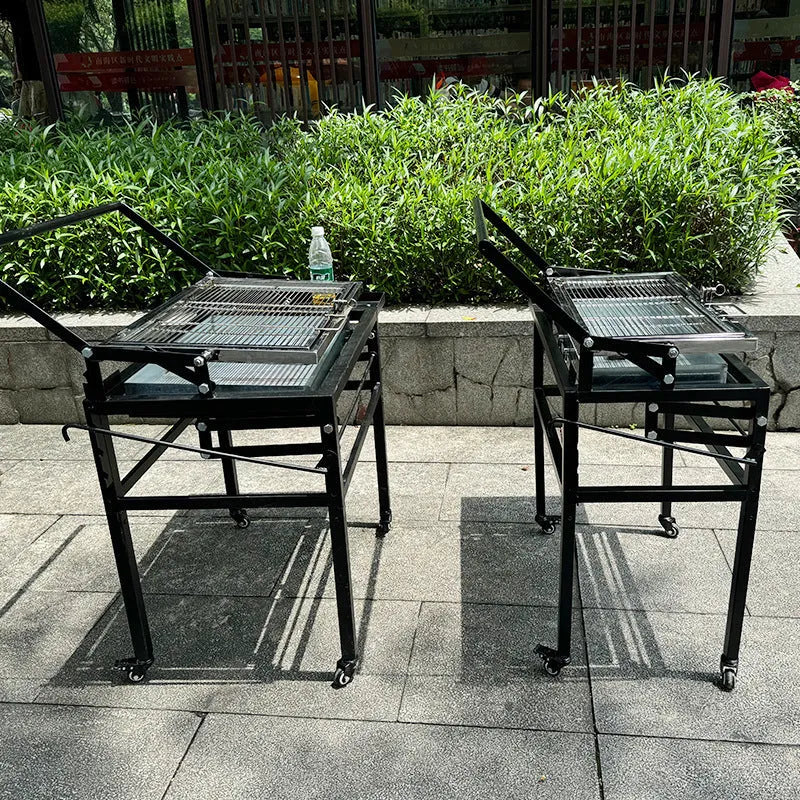 Large foldable charcoal BBQ stove for garden use with one grill included.