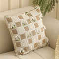 Yarn-dyed Jacquard sofa pillow cover with plant and flower pattern in a 45x45cm square.