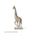 Wood colour synthetic resin giraffe ornament measuring 30.5cm tall on a shelf.