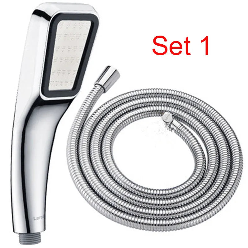 Orange hand-held pressurised shower set with rain function for bathroom installation