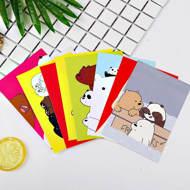 Set of nine Japanese-style retro cartoon postcards featuring Paris Tower minimalist designs
