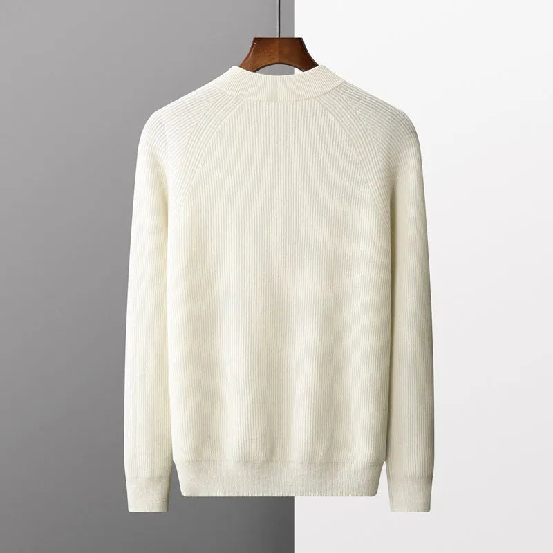 Half-height cardigan collar knitted jumper in white or dark blue, extra coarse wool, loose oversized pullover, sizes S-XXL