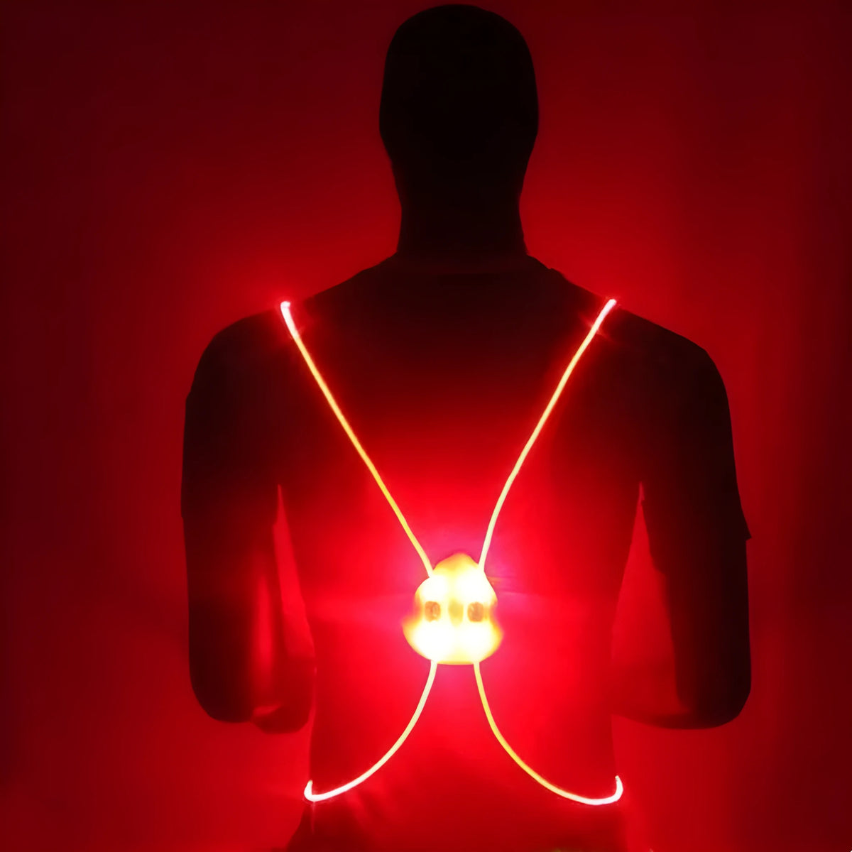 LED fiber optic reflective vest with adjustable 60-90cm waist, 200m visibility, for night cycling and running