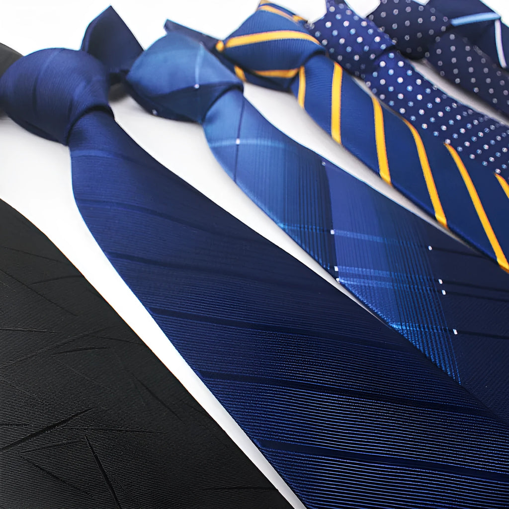 Men's polyester jacquard striped business tie in arrow shape with 7-8cm width