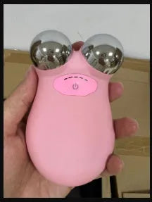 Pink and white micro current face lifting device for facial firming and skin rejuvenation