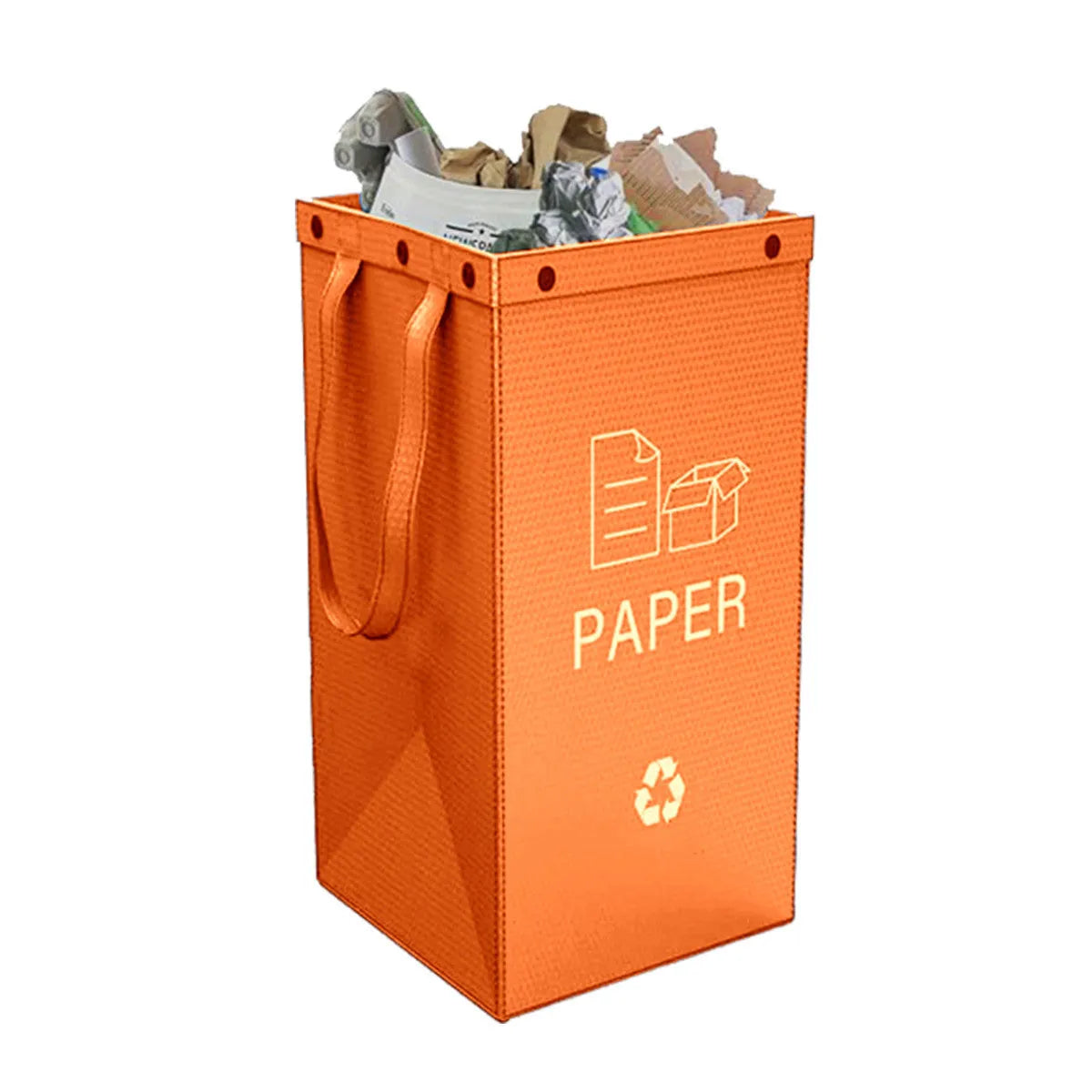 Blue waterproof handbag-style rubbish bin with 40L capacity and clean design