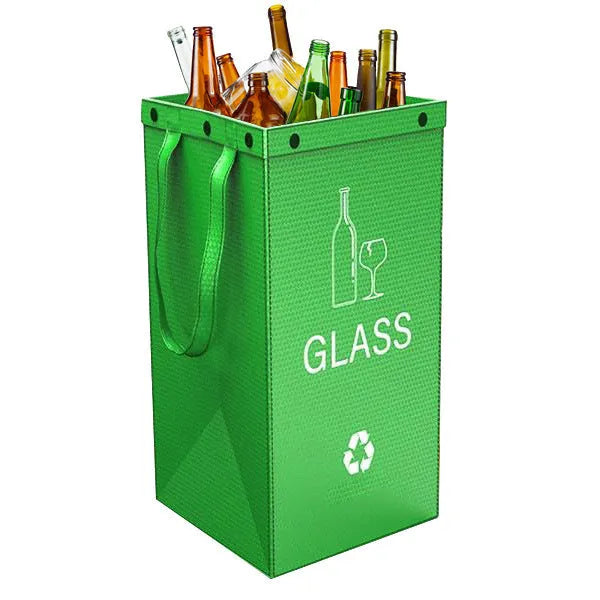 Blue waterproof handbag-style rubbish bin with 40L capacity and clean design