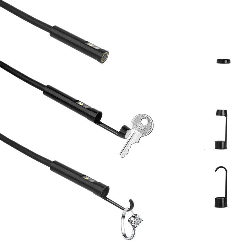 Wireless dual lens endoscope with 5.5mm and 8mm waterproof probes for smartphone inspections