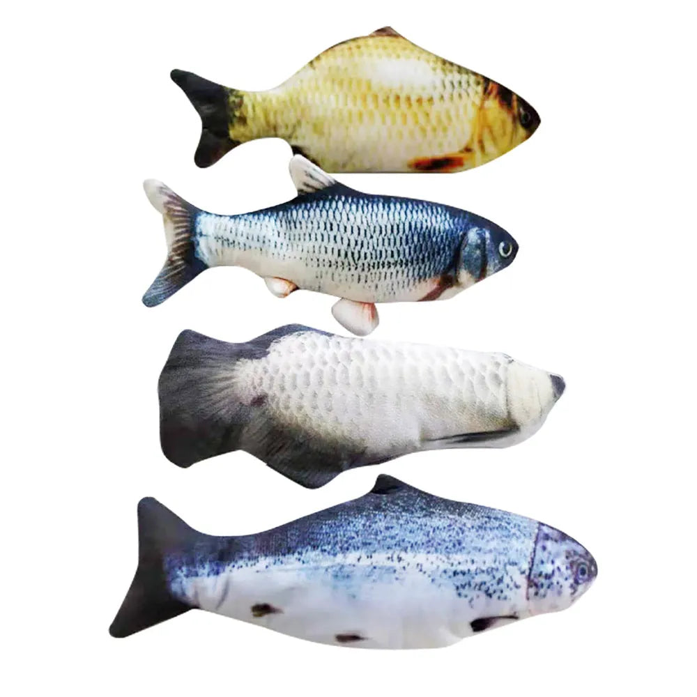 30cm electronic jumping fish cat toy with USB charging cable in multicolour PP plastic