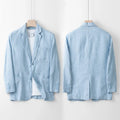 Men's linen casual suit jacket in loose fit with long sleeves available in multiple solid colours