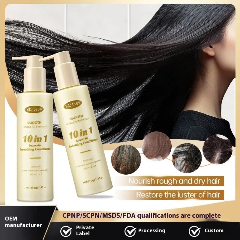 210g bottle of wash-free 10-in-1 hair conditioner for moisturising and smoothing frizzy hair