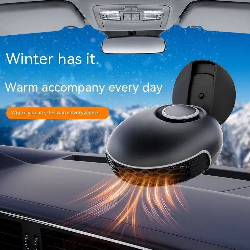 Black car warm air blower heater with cable for 12V or 24V vehicle defrosting and demisting