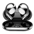 Sports Bluetooth earphones with hanging ear design and digital display screen in black colour