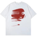White cotton loose fit t-shirt with short sleeves and round neck on hanger
