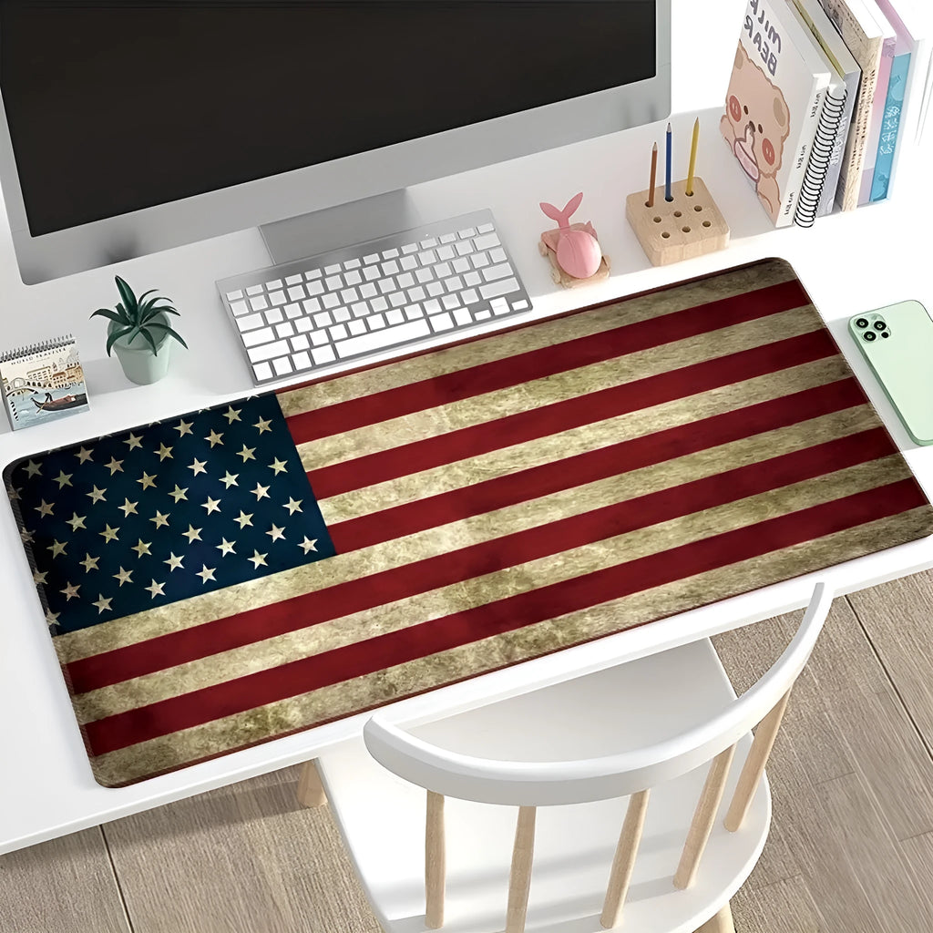 Large computer desk mouse pad with printed pattern and natural rubber non-slip base