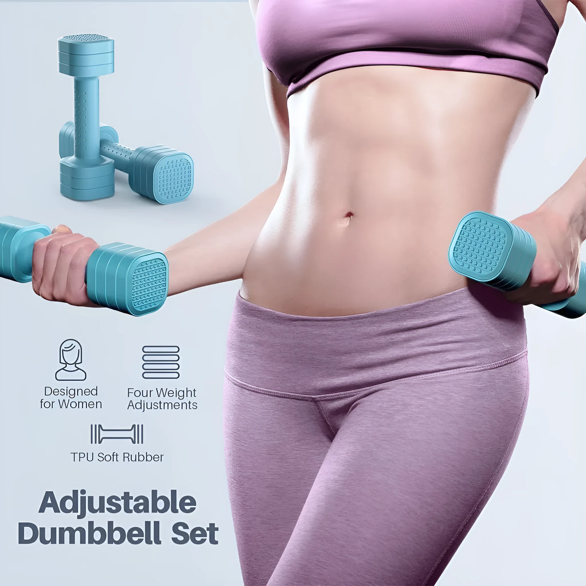 Detachable women's dumbbell set in choice of four colours with adjustable weight design