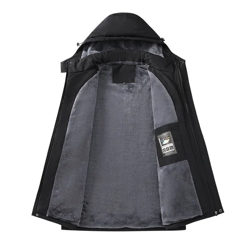 Men's plus-size waterproof hooded coat in polyester available in four colours