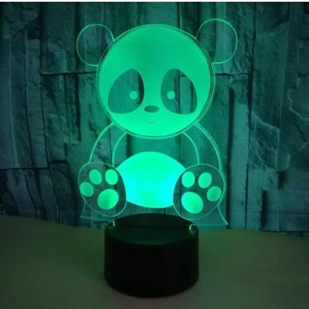 Panda 3 seven colour changing night light with touch and remote control on an ABS base.