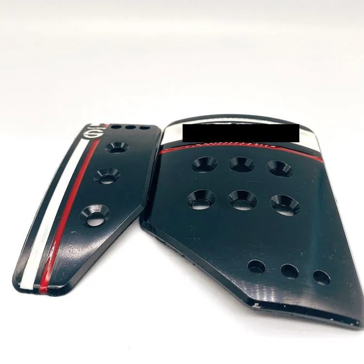 Aluminium alloy manual transmission car pedal set showing brake, accelerator and clutch pedals with SPC design pattern