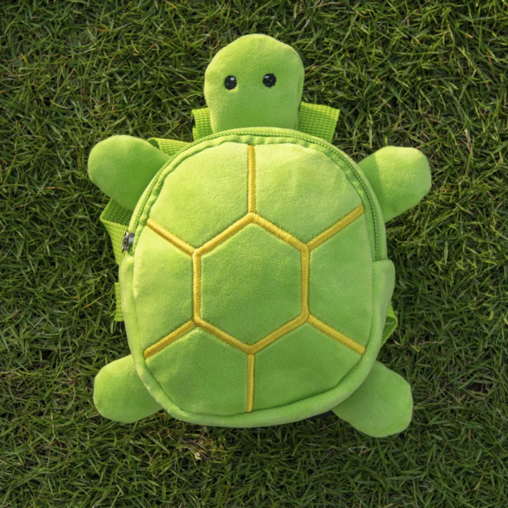 Turtle-shaped velvet dog backpack harness with metal zipper for small pets