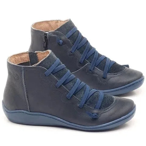 Women's casual wedge heel booties in multiple colours with round toe and rubber sole