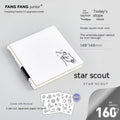 Square paper diary with checkered pages measuring 148x148mm with sticker sheets